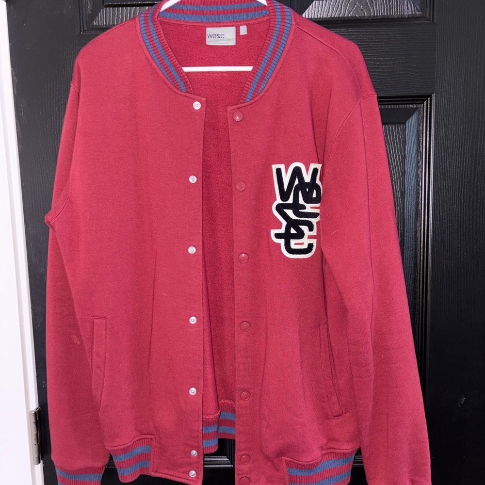 Wesc Red Varsity Jacket with Logo Patch
